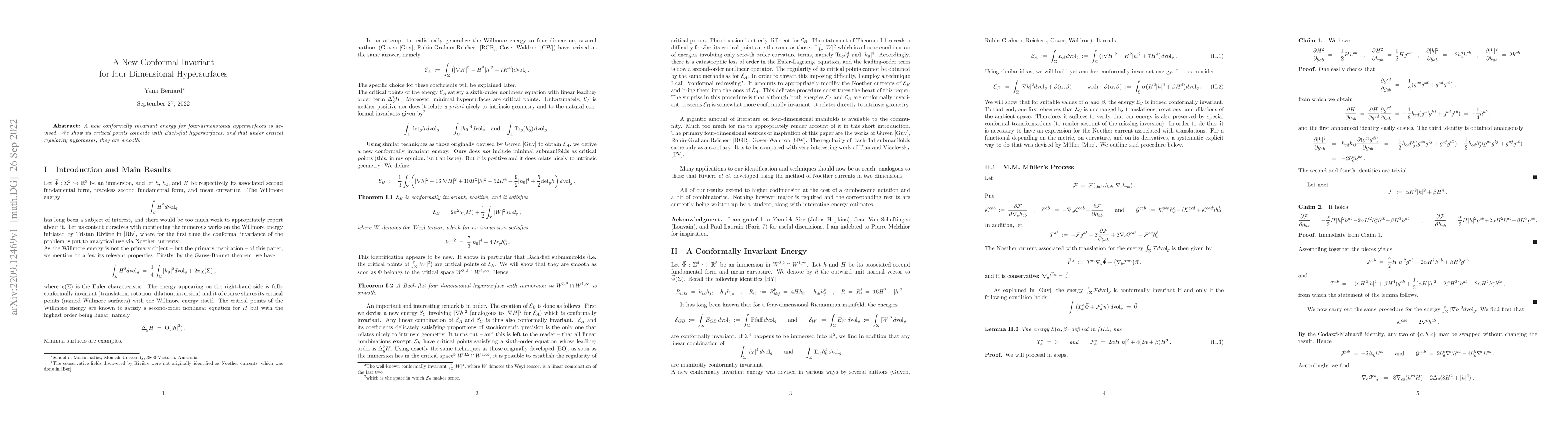 Thumbnail for A New Conformal Invariant for four-Dimensional Hypersurfaces