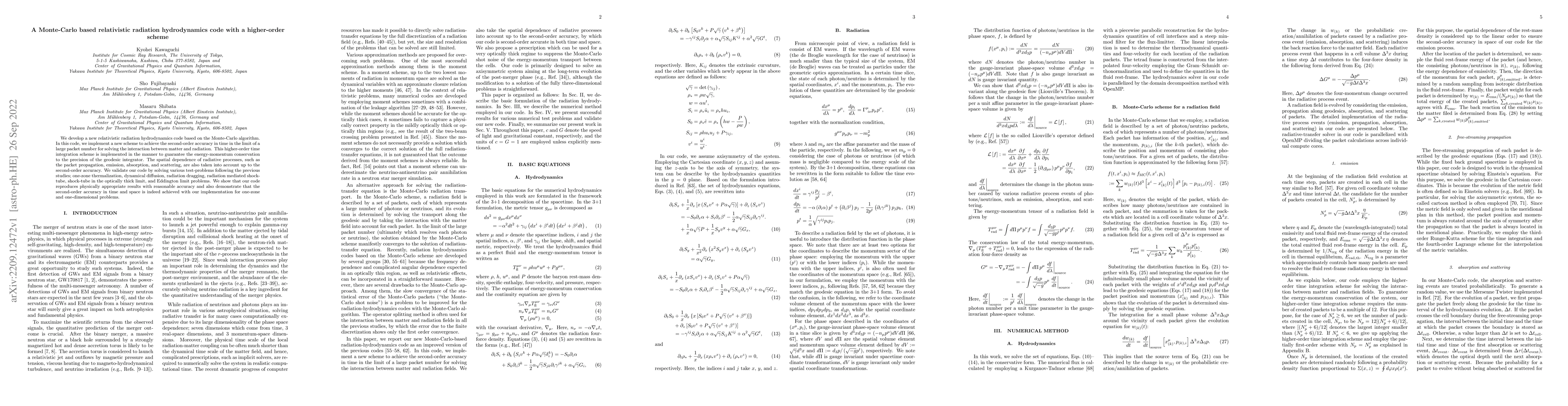 Thumbnail for A Monte-Carlo based relativistic radiation hydrodynamics code with a
  higher-order scheme