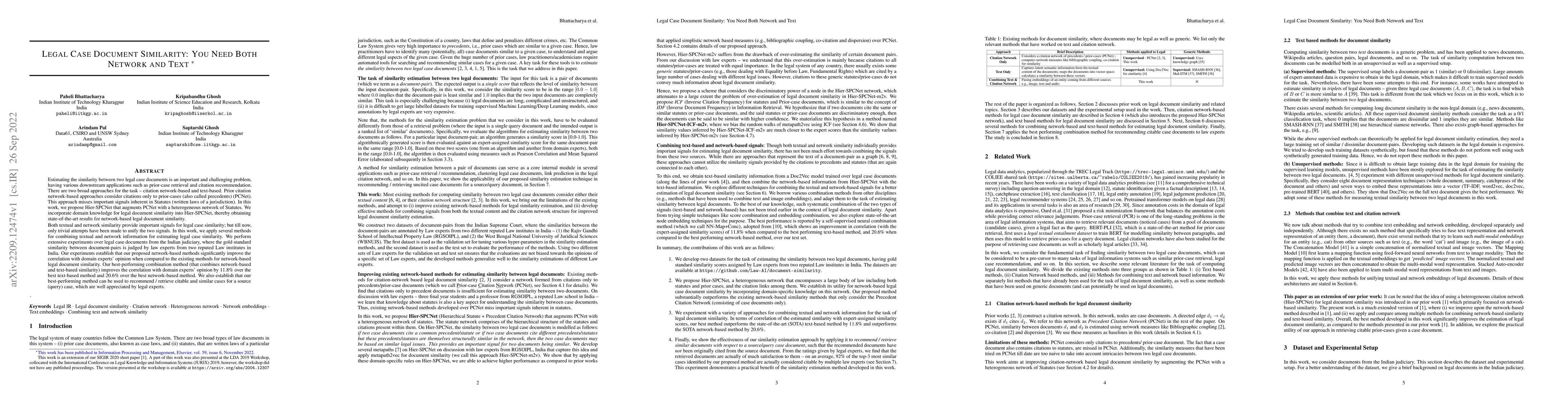 Thumbnail for Legal Case Document Similarity: You Need Both Network and Text