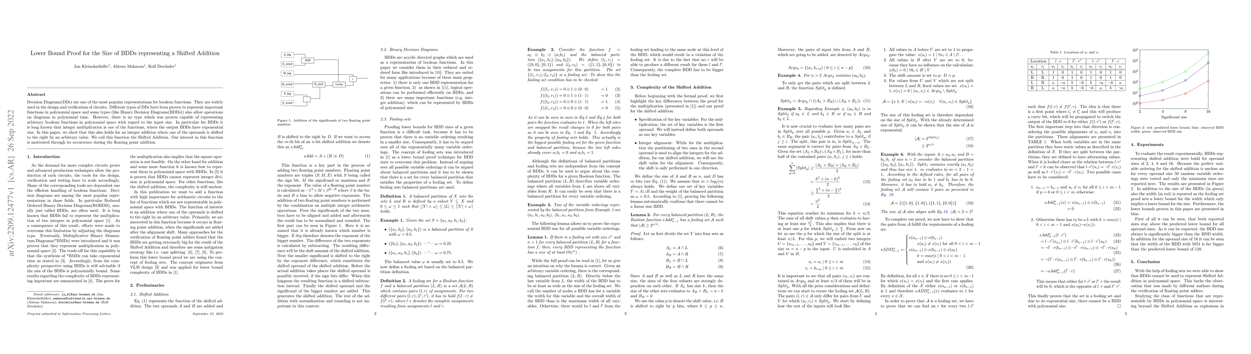 Thumbnail for Lower Bound Proof for the Size of BDDs representing a Shifted Addition