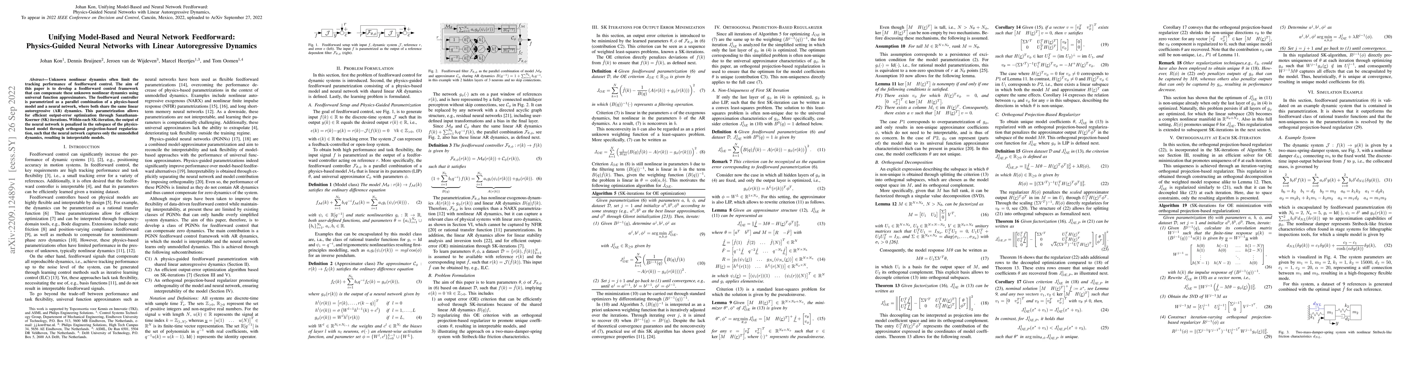 Thumbnail for Unifying Model-Based and Neural Network Feedforward: Physics-Guided
  Neural Networks with Linear Autoregressive Dynamics
