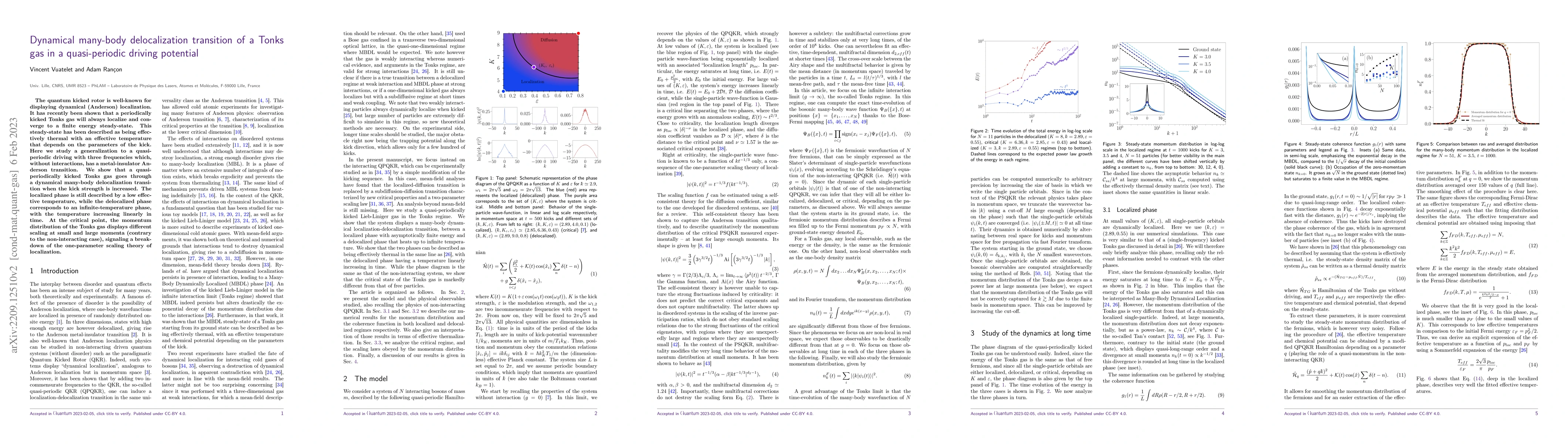 Thumbnail for Dynamical many-body delocalization transition of a Tonks gas in a
  quasi-periodic driving potential
