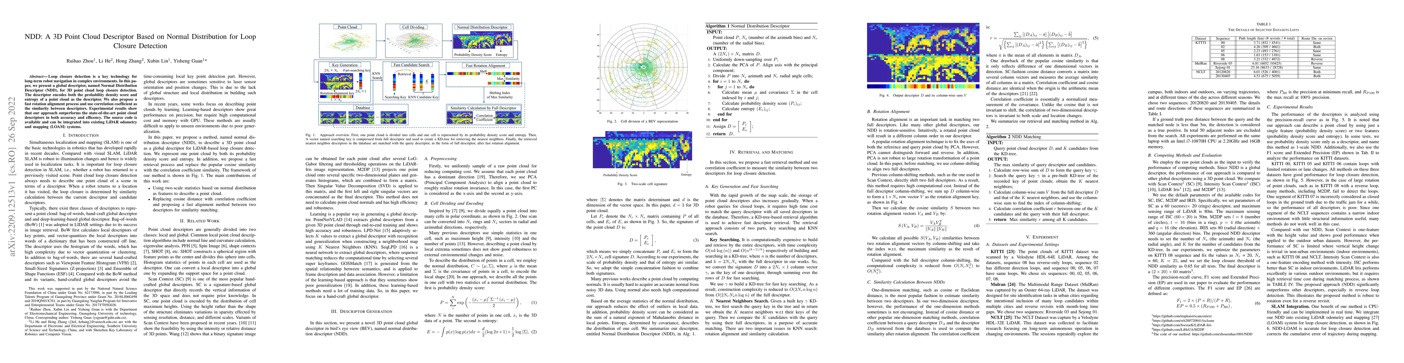 Thumbnail for NDD: A 3D Point Cloud Descriptor Based on Normal Distribution for Loop
  Closure Detection