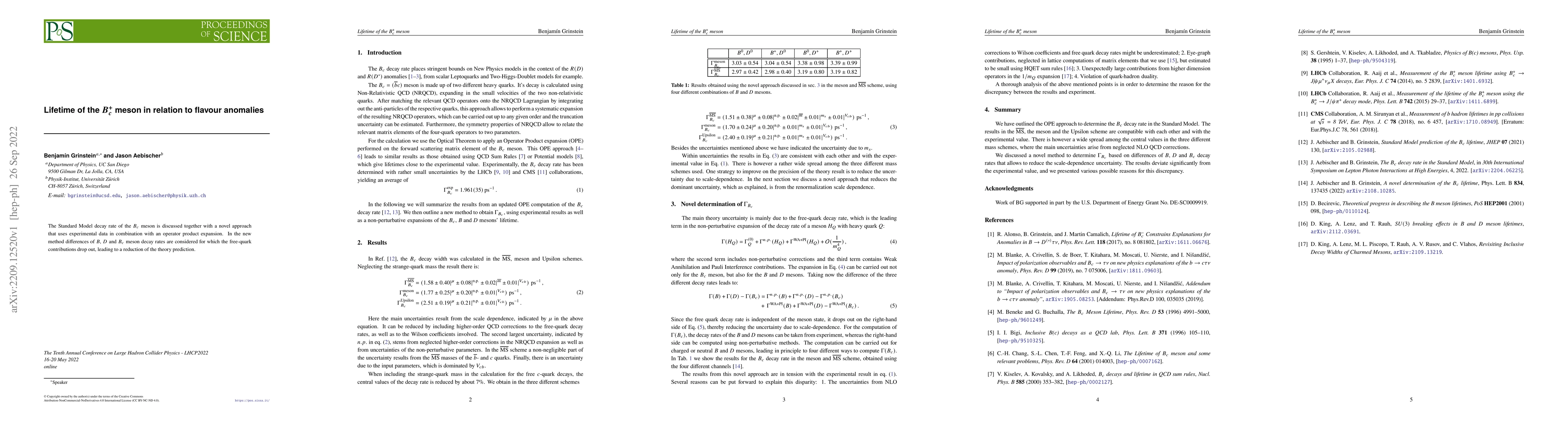 Thumbnail for Lifetime of the $B^+_c$ meson in relation to flavour anomalies
