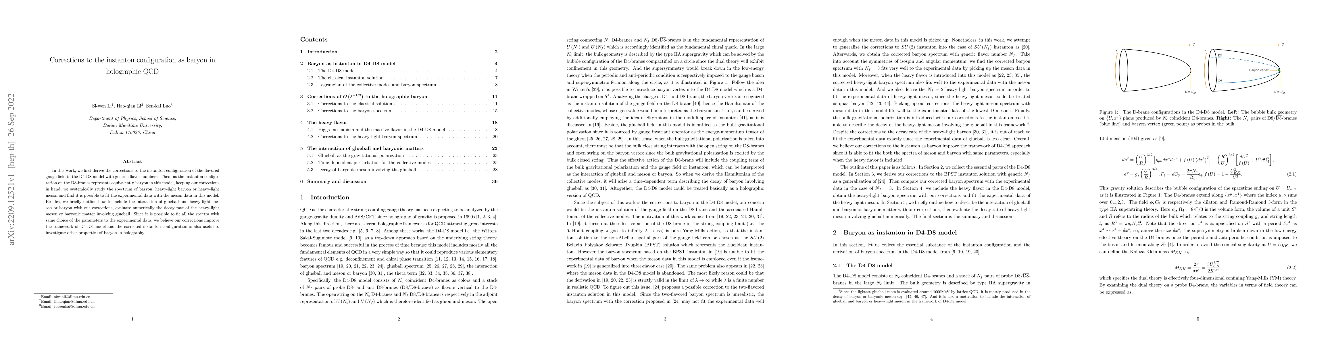 Thumbnail for Corrections to the instanton configuration as baryon in holographic QCD