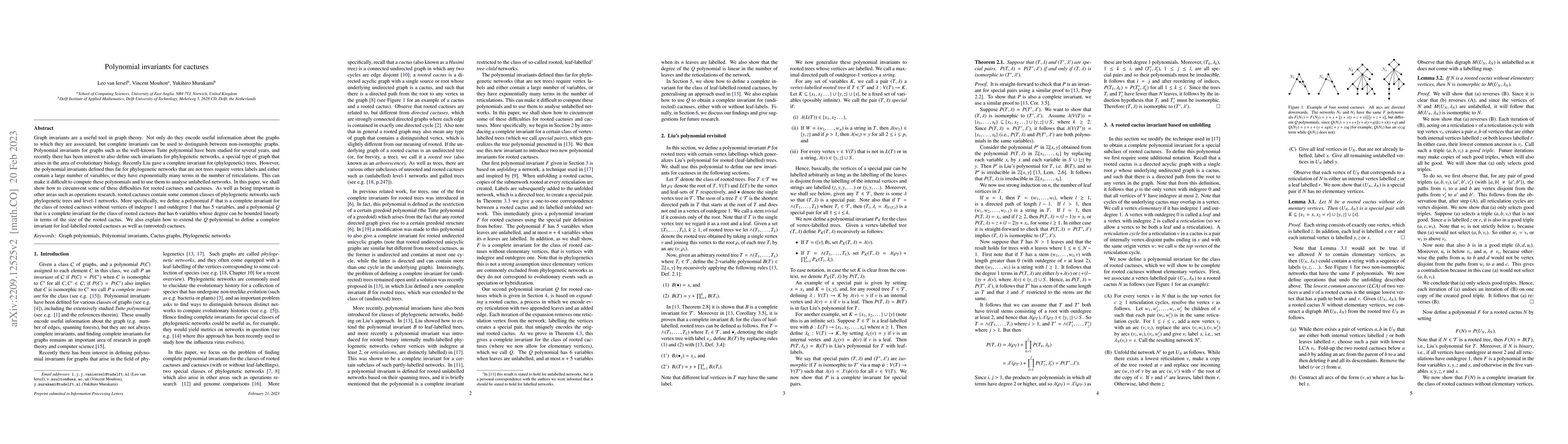 Thumbnail for Polynomial invariants for cactuses