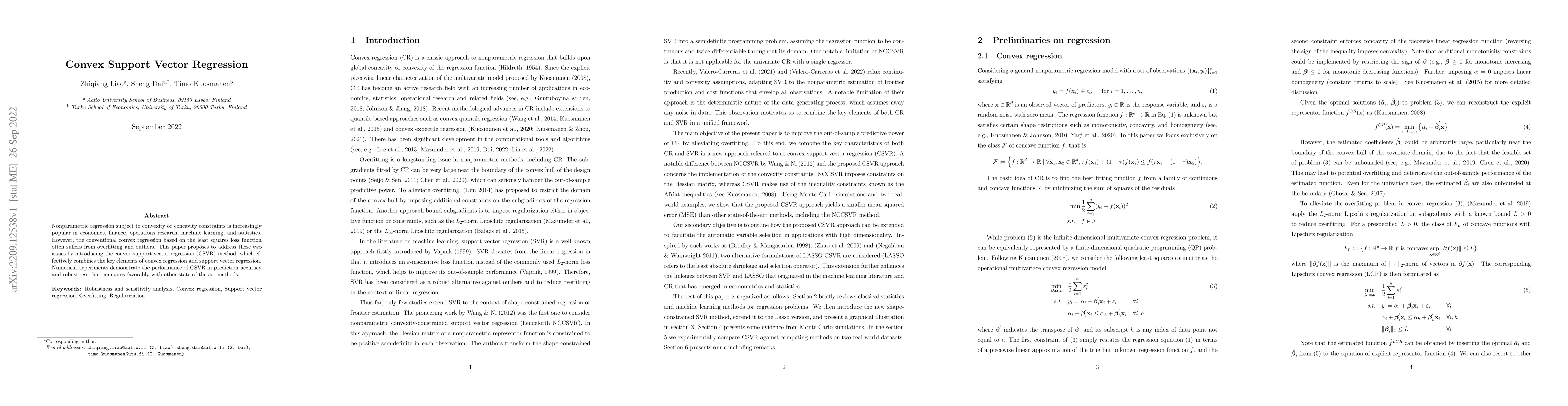 Thumbnail for Convex Support Vector Regression