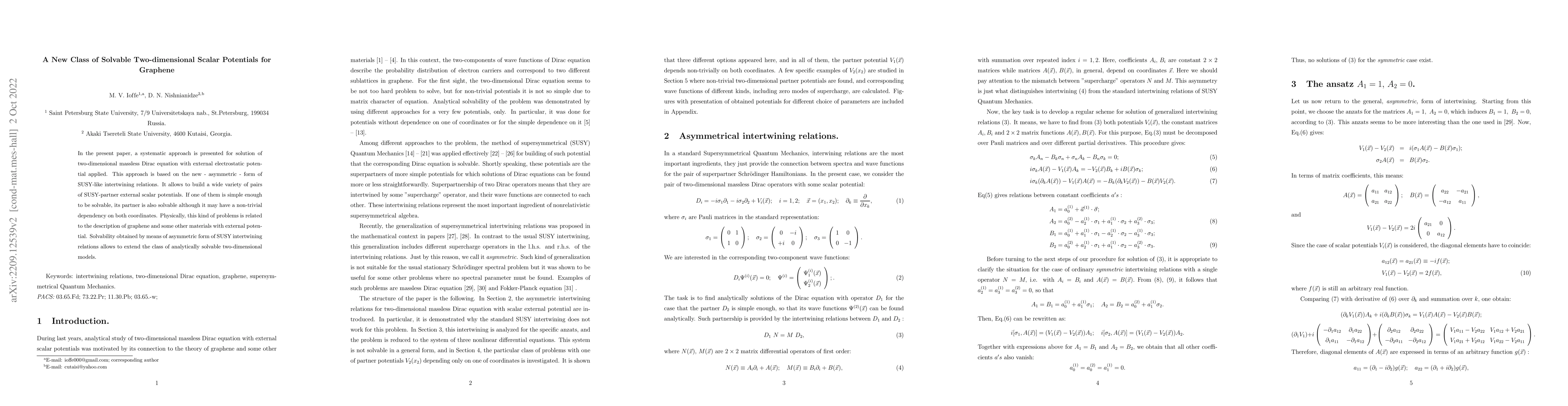 Thumbnail for A New Class of Solvable Two-dimensional Scalar Potentials for Graphene