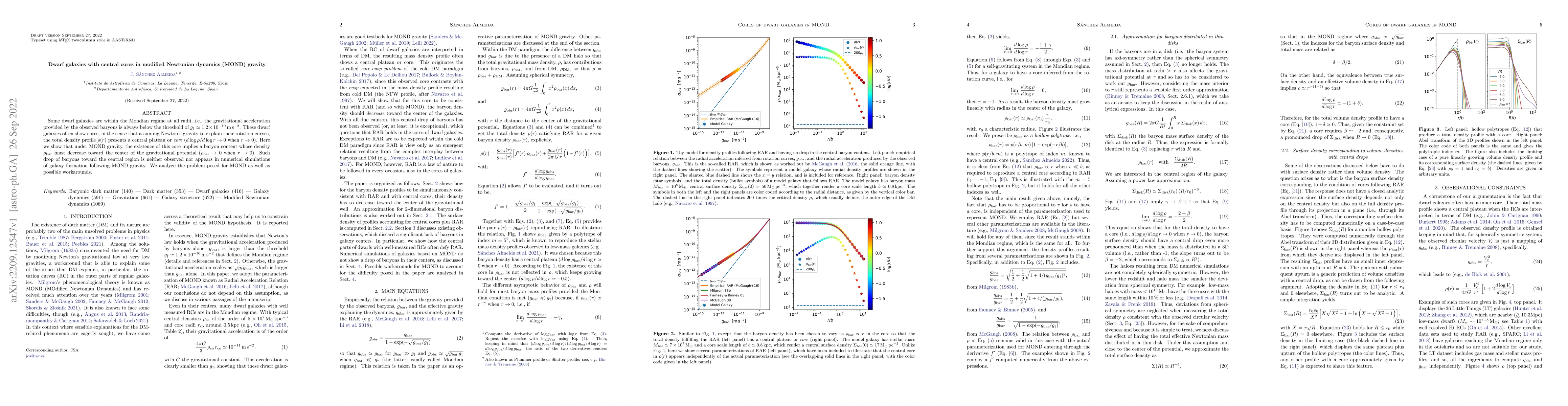 Thumbnail for Dwarf galaxies with central cores in modified Newtonian dynamics (MOND)
  gravity