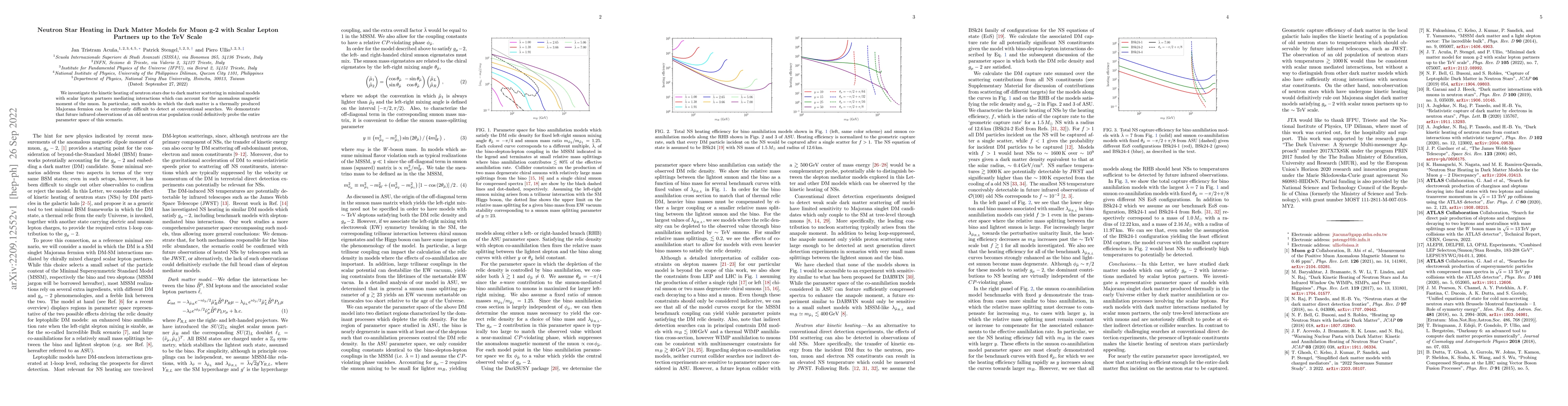 Thumbnail for Neutron Star Heating in Dark Matter Models for Muon g-2 with Scalar
  Lepton Partners up to the TeV Scale