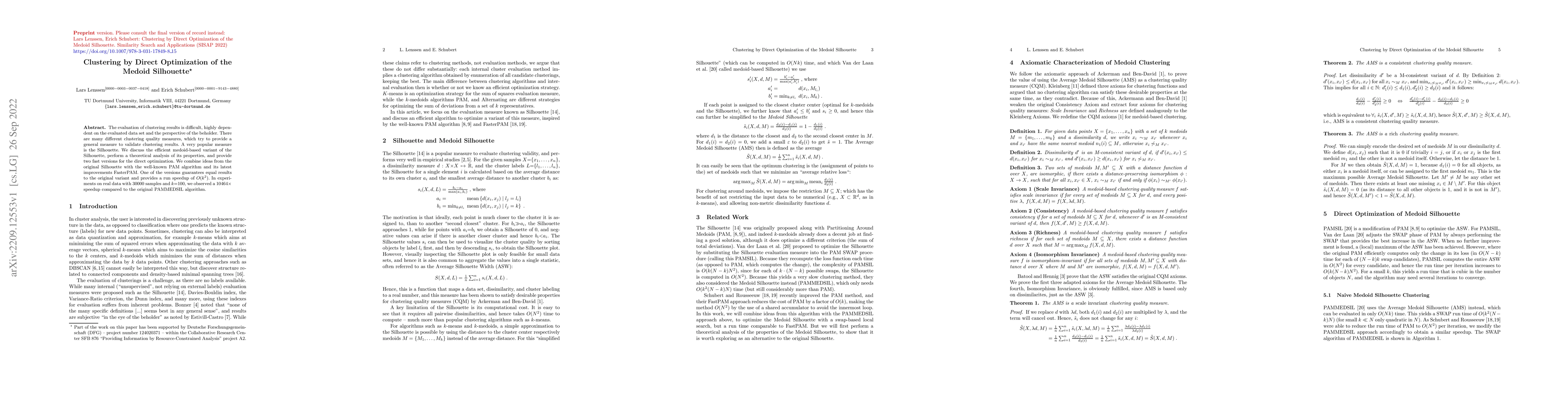 Thumbnail for Clustering by Direct Optimization of the Medoid Silhouette