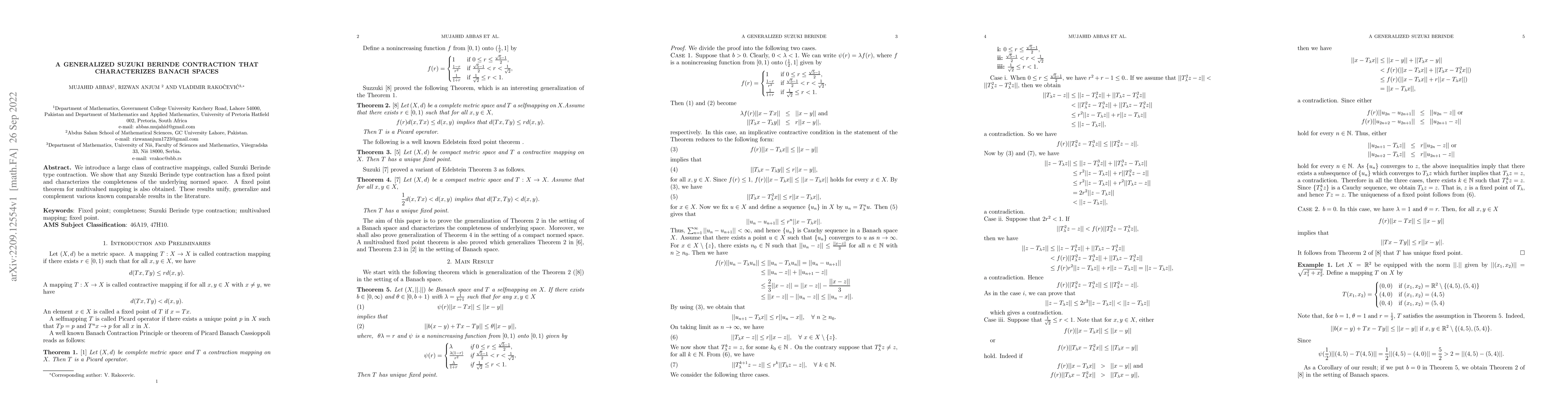 Thumbnail for A generalized Suzuki Berinde contraction that characterizes Banach
  spaces
