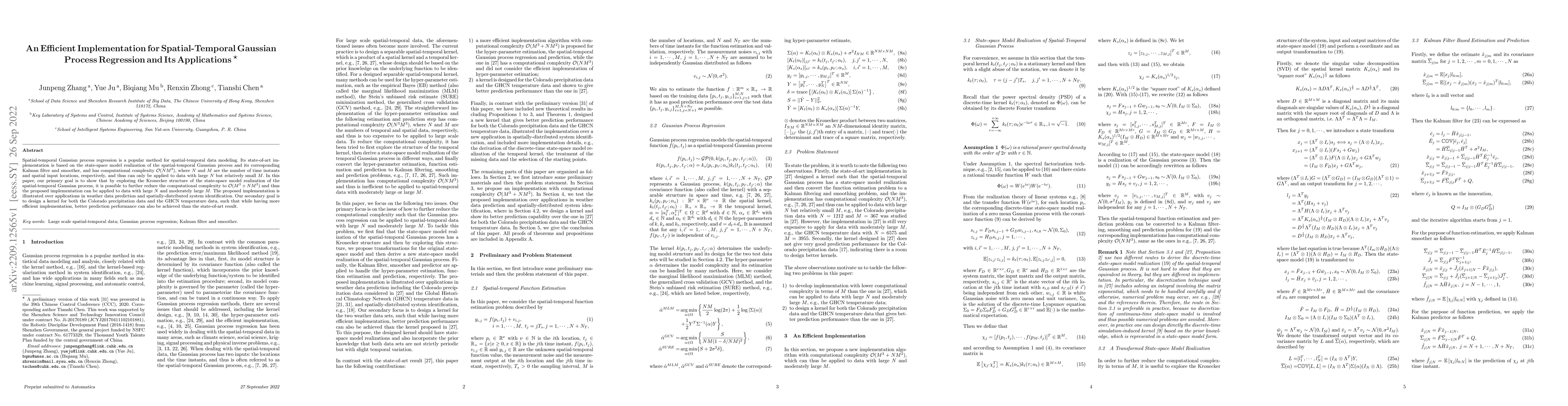 Thumbnail for An Efficient Implementation for Spatial-Temporal Gaussian Process
  Regression and Its Applications