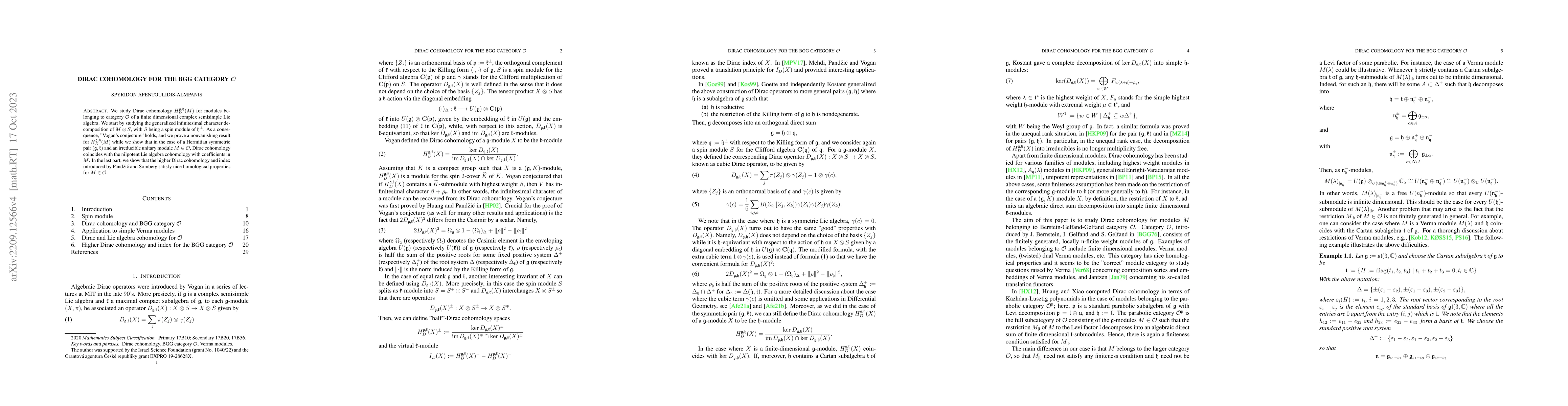 Thumbnail for Dirac cohomology for the BGG category $\mathcal{O}$