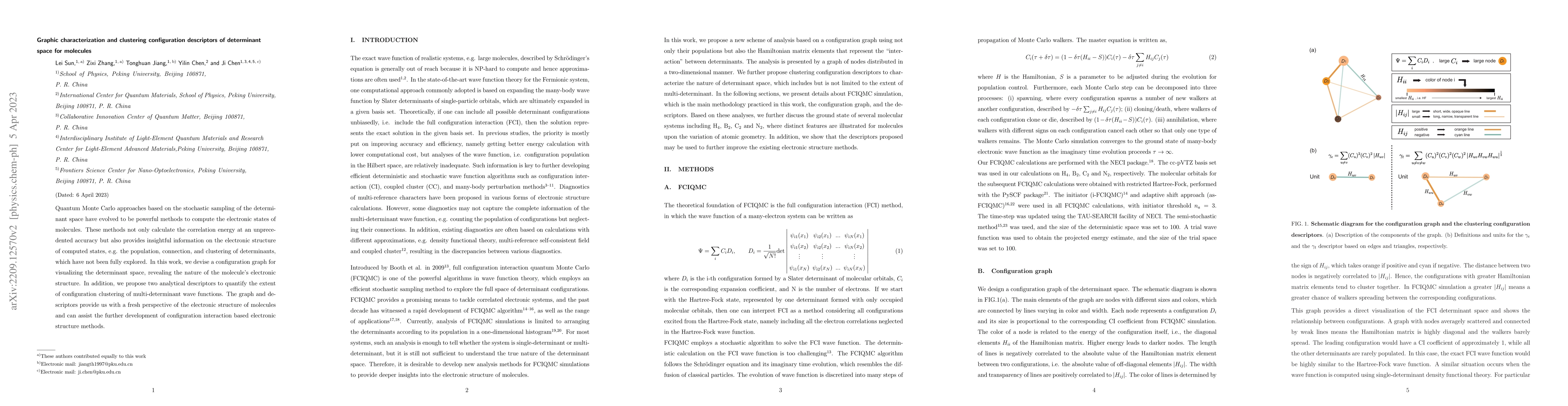 Thumbnail for Graphic characterization and clustering configuration descriptors of
  determinant space for molecules