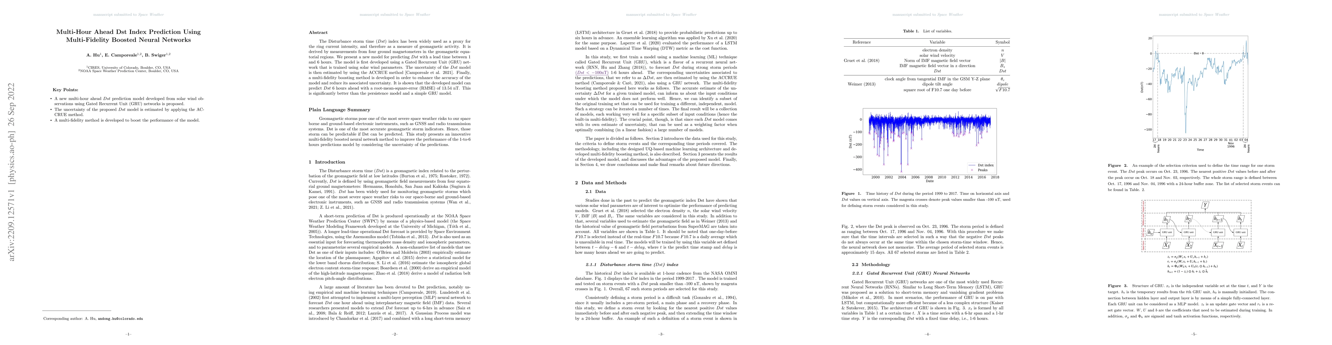 Thumbnail for Multi-Hour Ahead Dst Index Prediction Using Multi-Fidelity Boosted
  Neural Networks