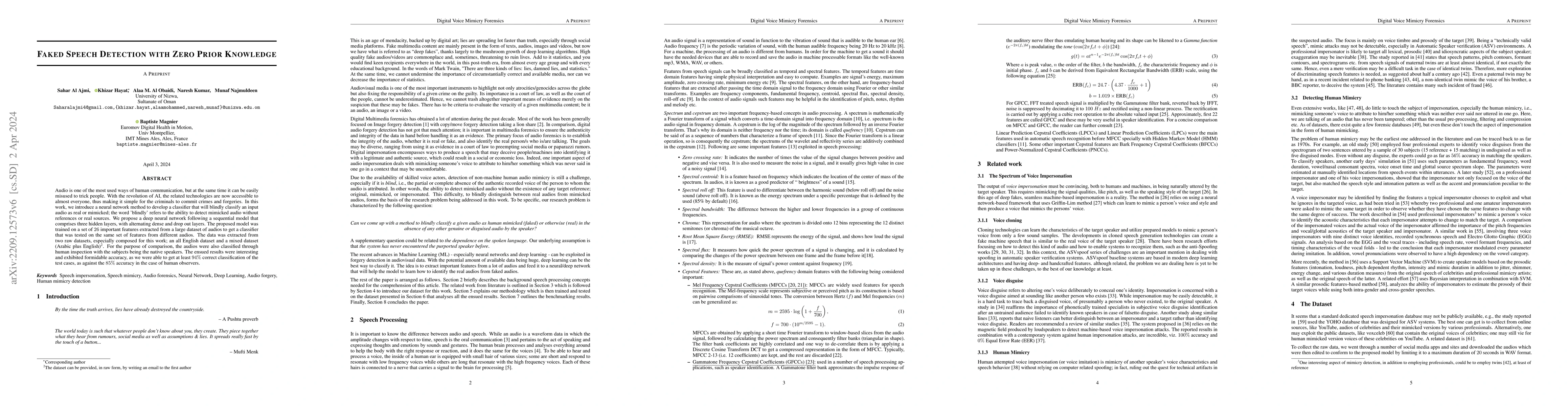 Thumbnail for Faked Speech Detection with Zero Prior Knowledge