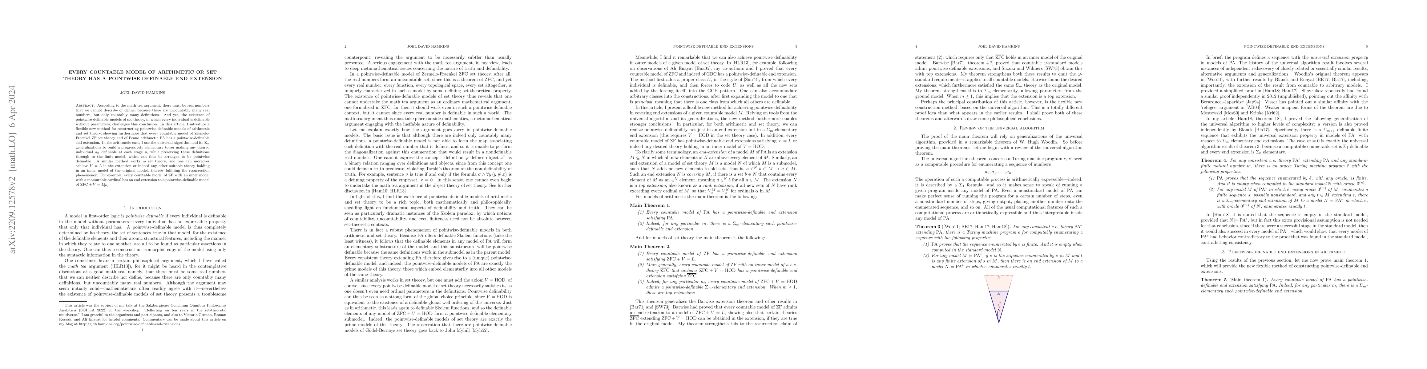Thumbnail for Every countable model of arithmetic or set theory has a
  pointwise-definable end extension