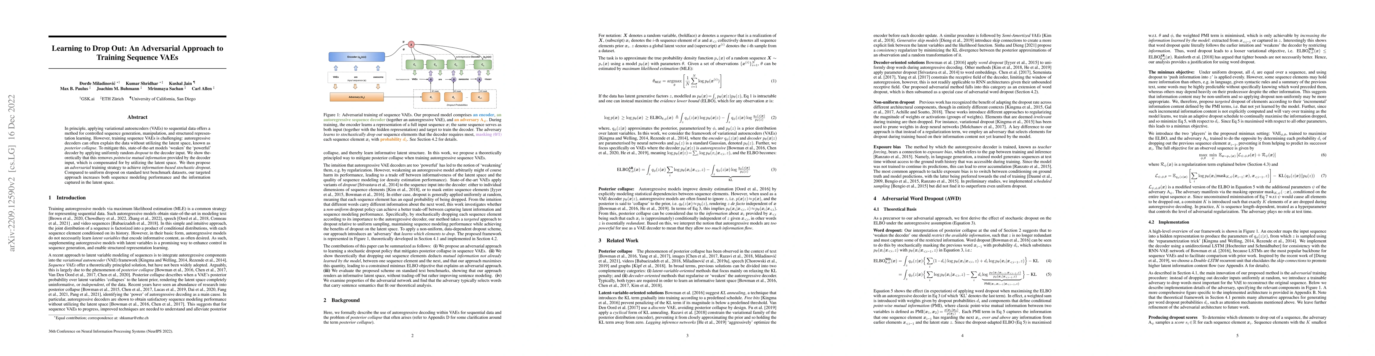 Thumbnail for Learning to Drop Out: An Adversarial Approach to Training Sequence VAEs