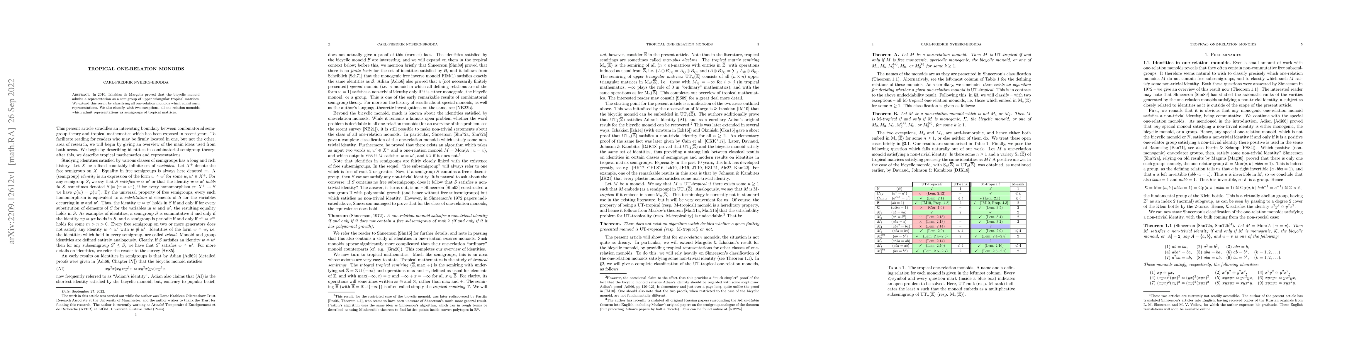 Thumbnail for Tropical one-relation monoids