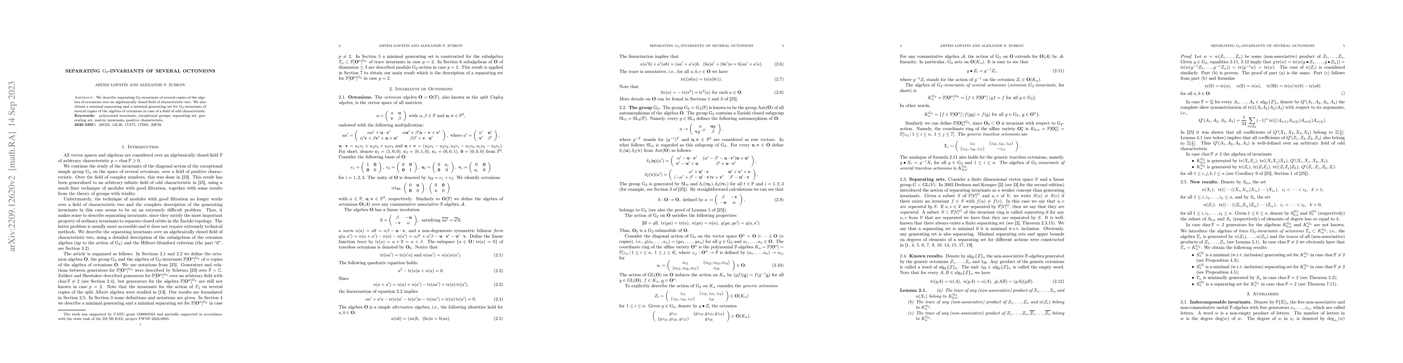 Thumbnail for Separating G_2-invariants of several octonions