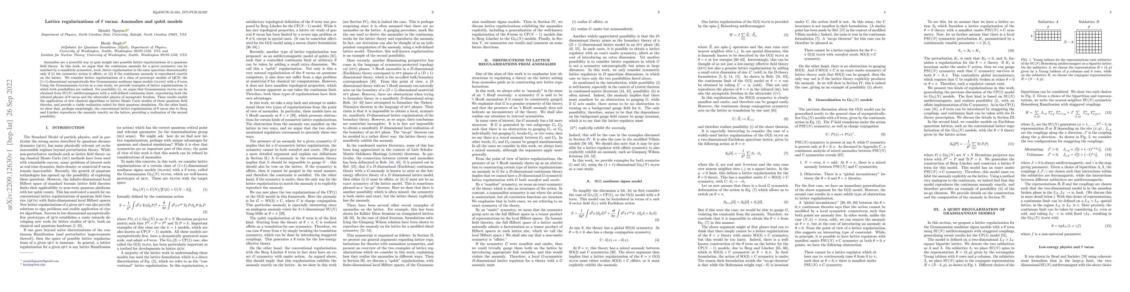 Thumbnail for Lattice regularizations of $\theta$ vacua: Anomalies and qubit models