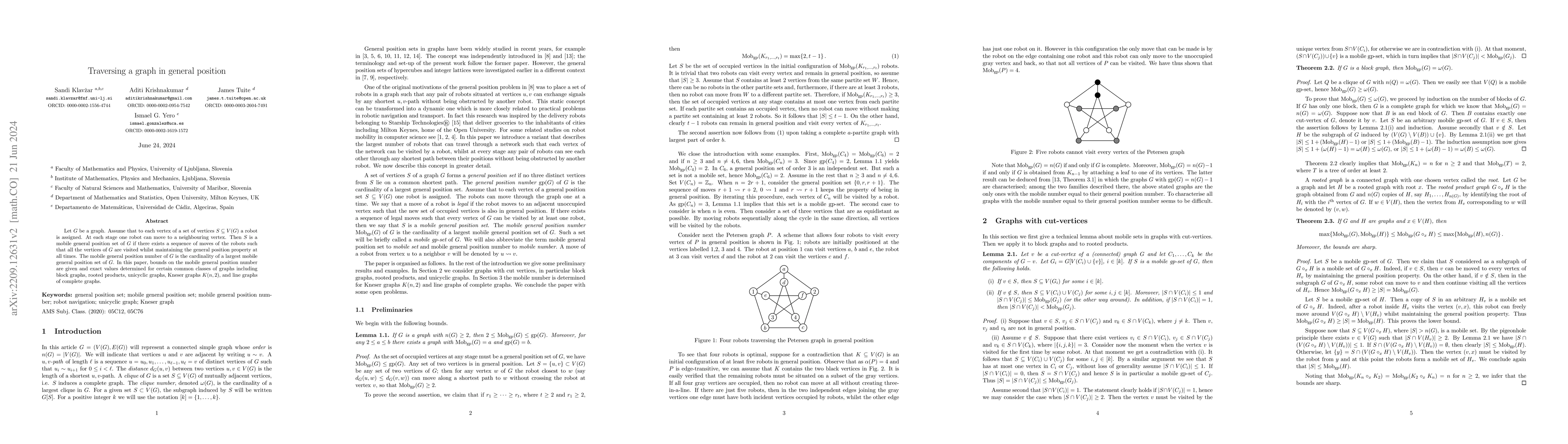 Thumbnail for Traversing a graph in general position