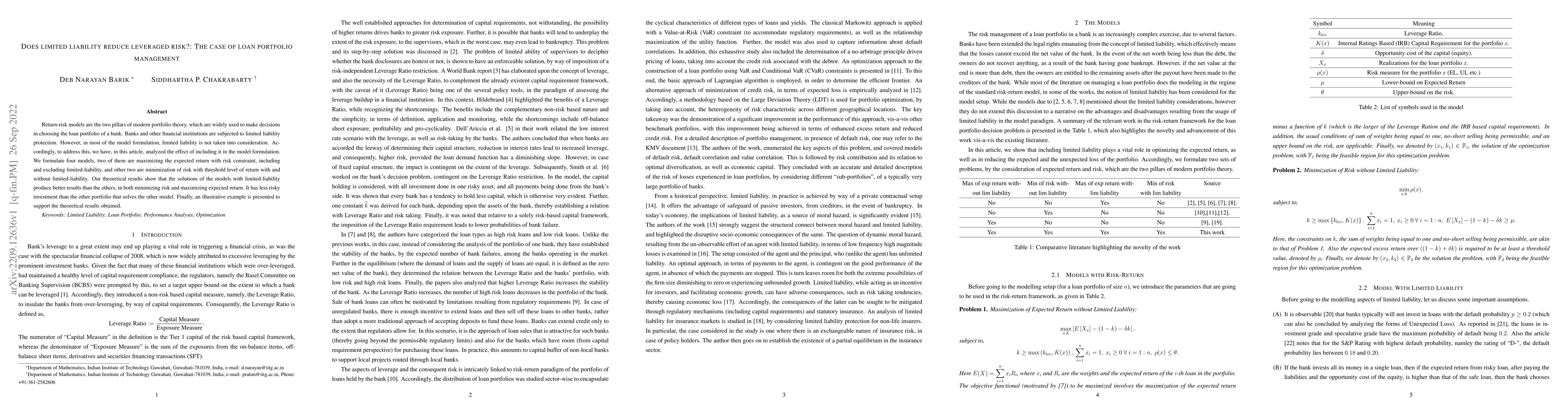 Thumbnail for Does limited liability reduce leveraged risk?: The case of loan
  portfolio management