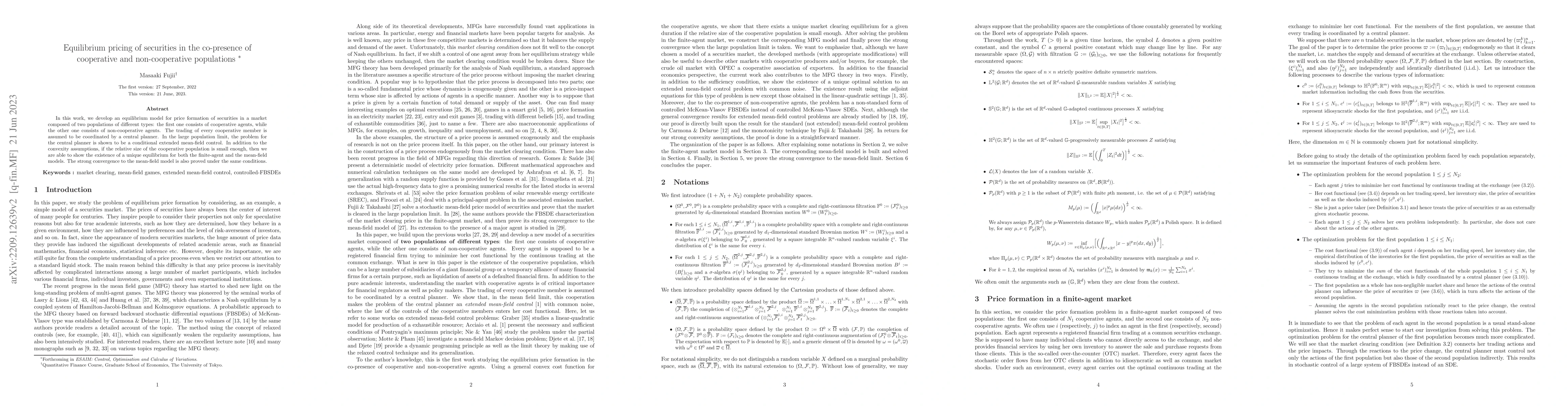 Thumbnail for Equilibrium pricing of securities in the co-presence of cooperative and
  non-cooperative populations