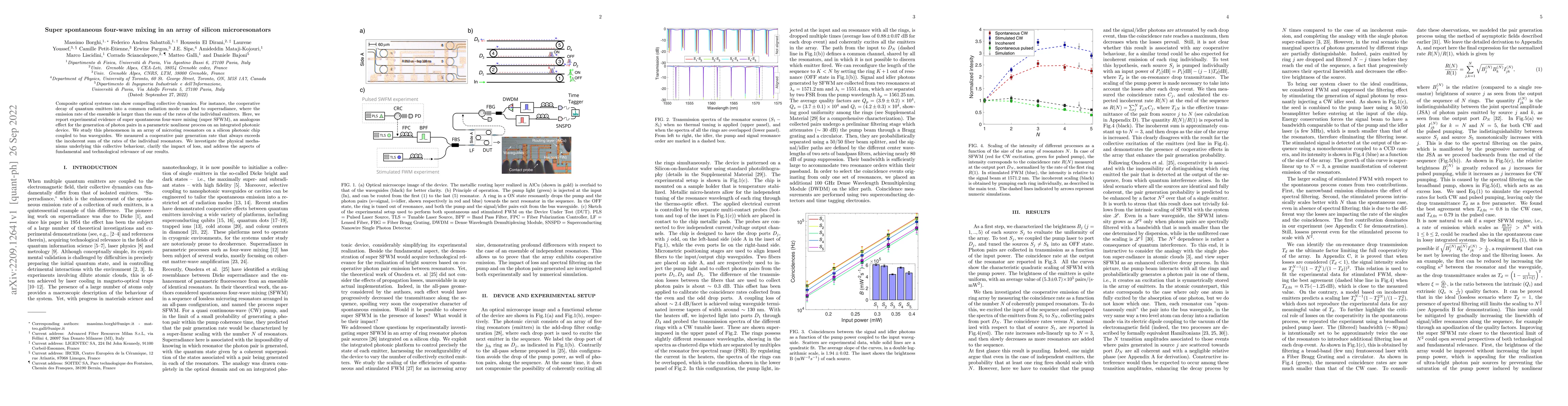 Thumbnail for Super spontaneous four-wave mixing in an array of silicon
  microresonators