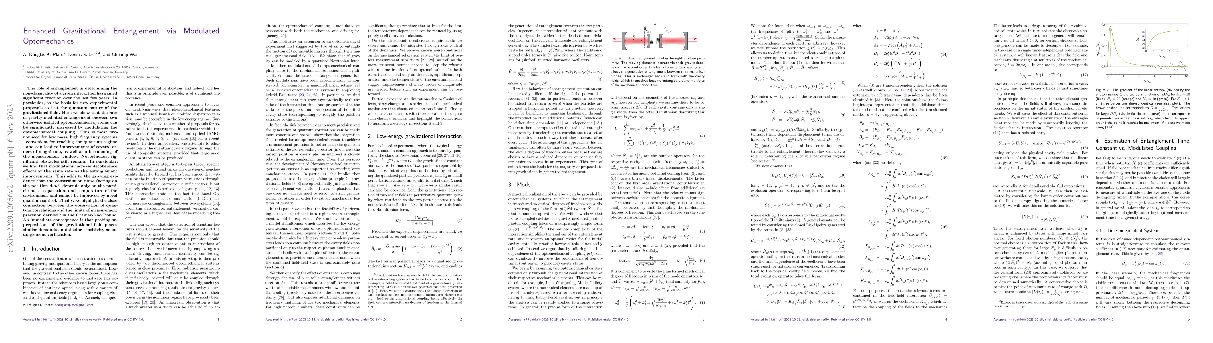 Thumbnail for Enhanced Gravitational Entanglement via Modulated Optomechanics