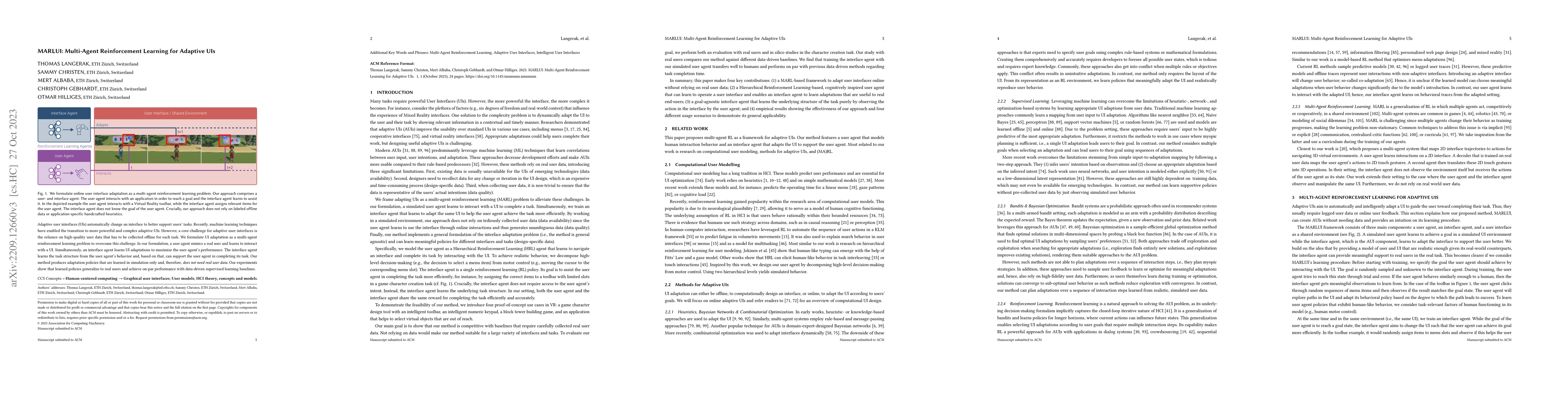 Thumbnail for MARLUI: Multi-Agent Reinforcement Learning for Adaptive UIs