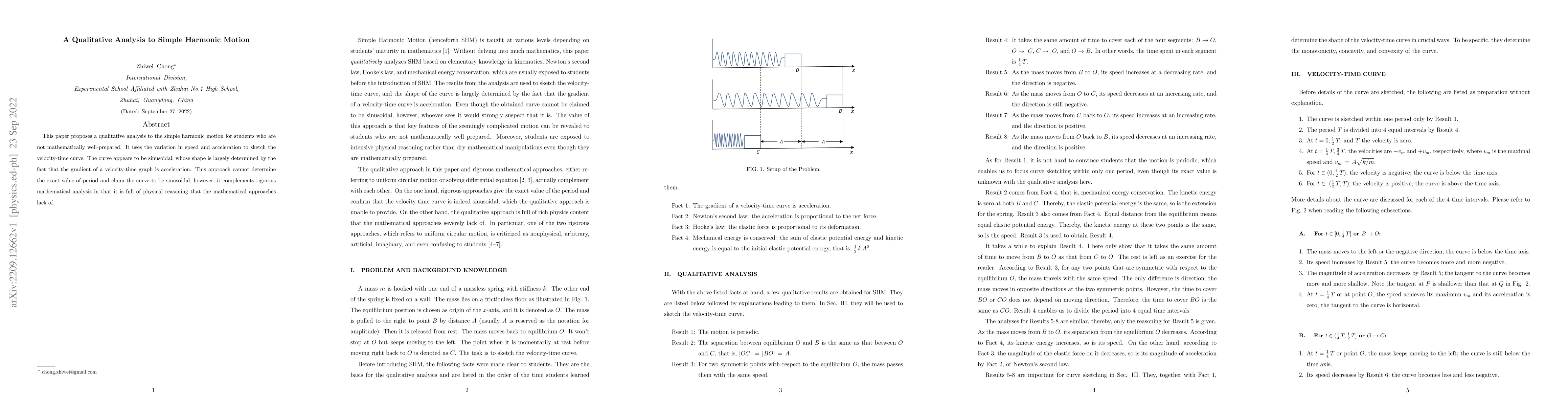 Thumbnail for A Qualitative Analysis to Simple Harmonic Motion