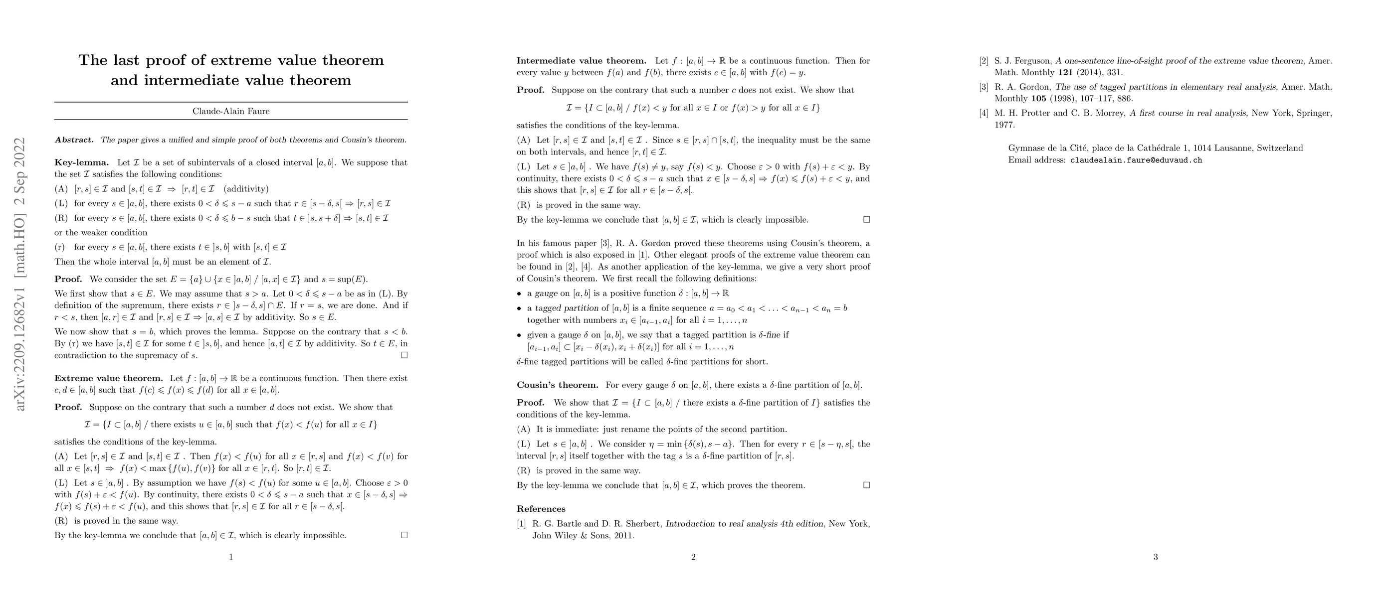 Thumbnail for The last proof of extreme value theorem and intermediate value theorem