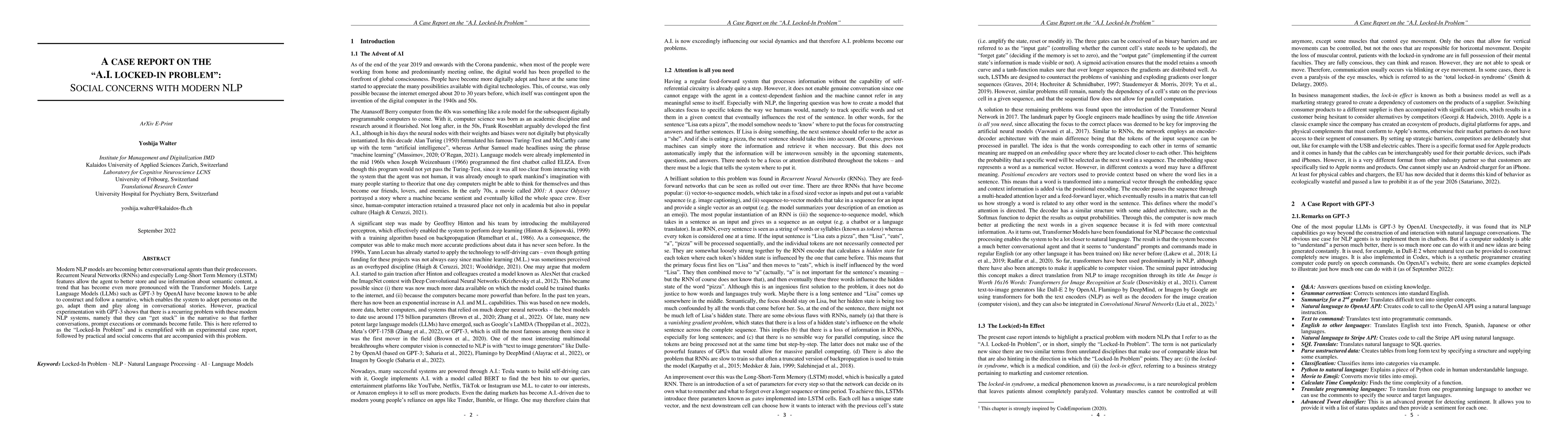 Thumbnail for A Case Report On The "A.I. Locked-In Problem": social concerns with
  modern NLP