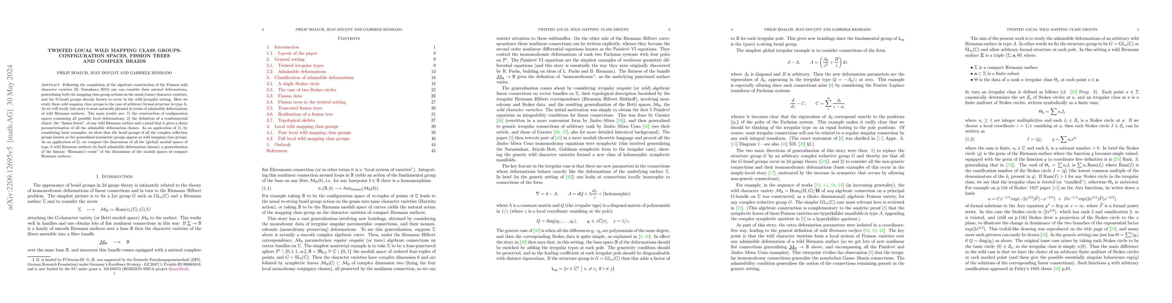 Thumbnail for Twisted local wild mapping class groups: configuration spaces, fission
  trees and complex braids