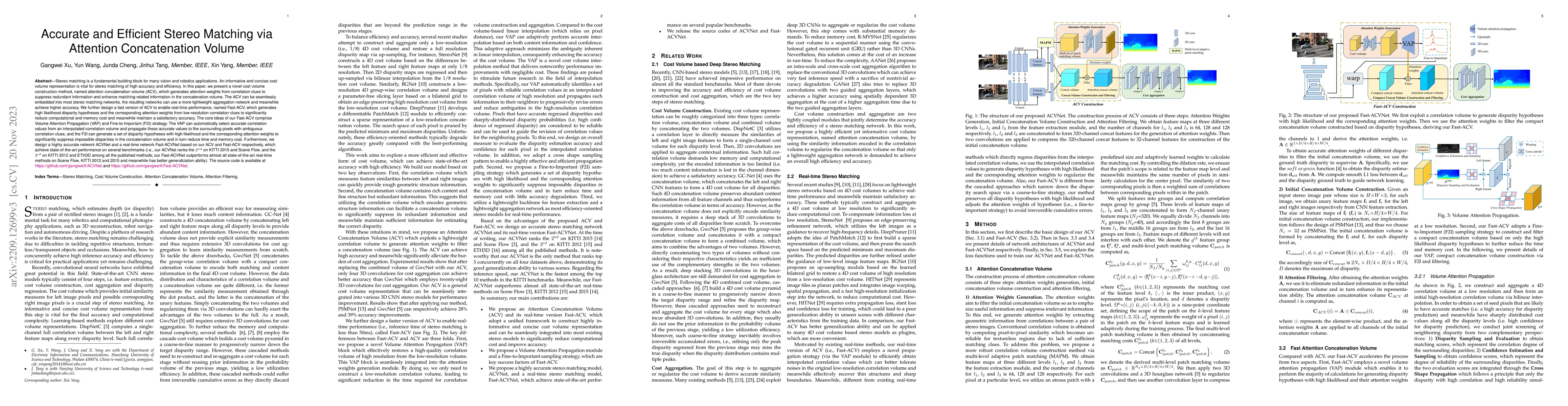 Thumbnail for Accurate and Efficient Stereo Matching via Attention Concatenation
  Volume