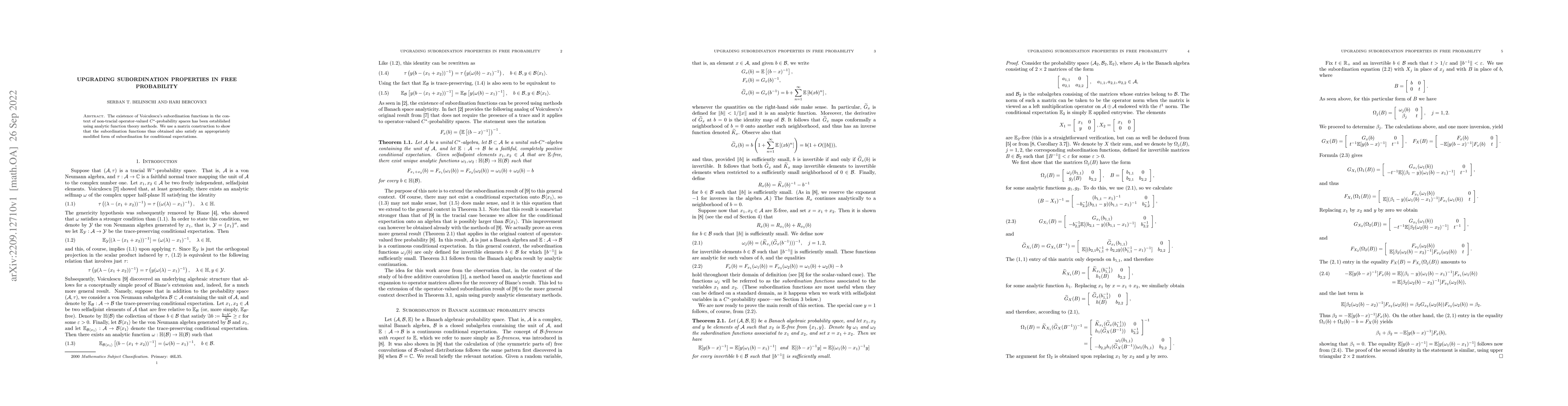 Thumbnail for Upgrading subordination properties in free probability theory