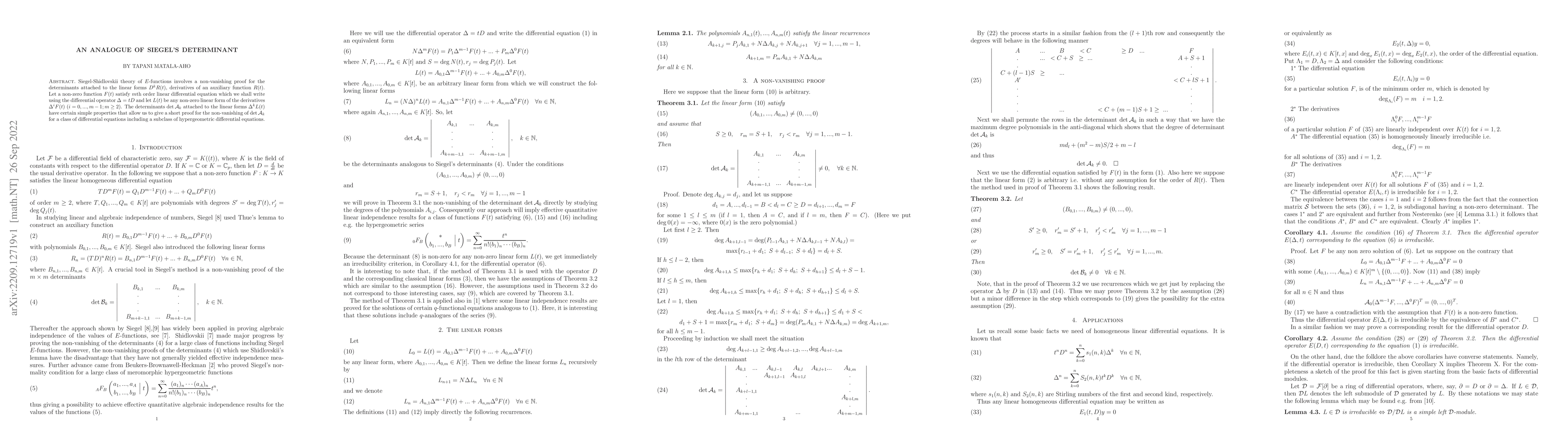 Thumbnail for An analogue of Siegel's determinant