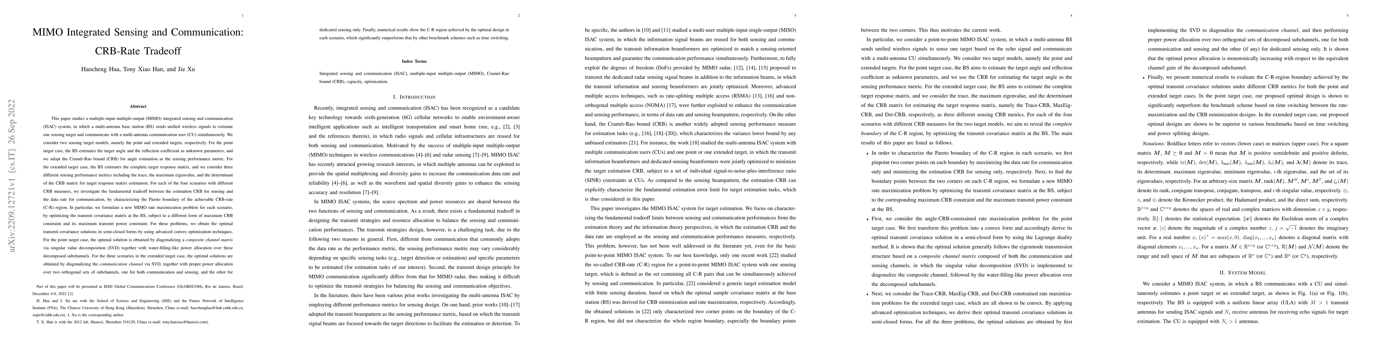 Thumbnail for MIMO Integrated Sensing and Communication: CRB-Rate Tradeoff