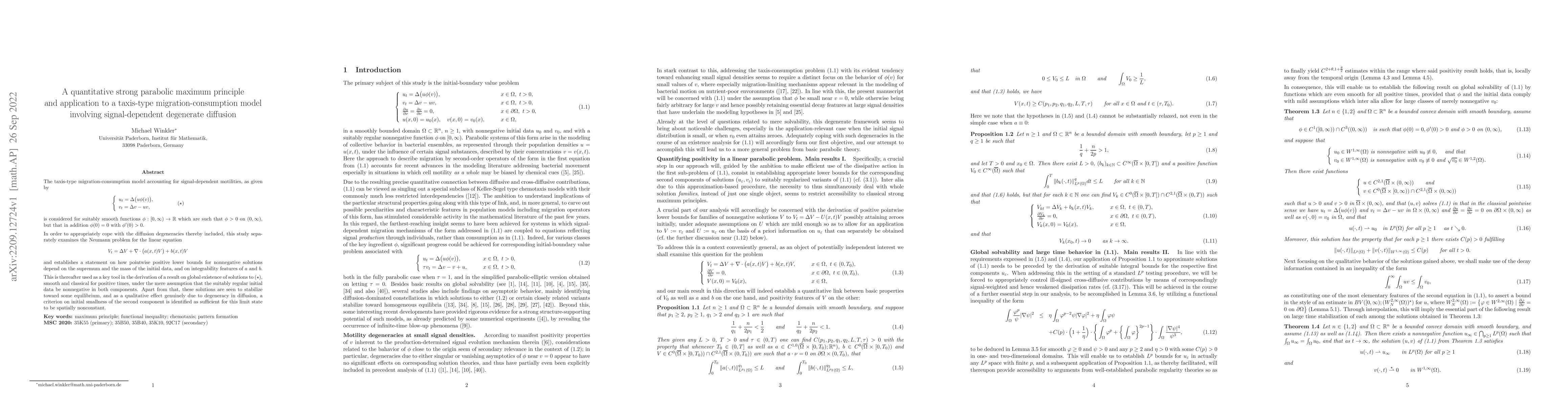 Thumbnail for A quantitative strong parabolic maximum principle and application to a
  taxis-type migration-consumption model involving signal-dependent degenerate
  diffusion