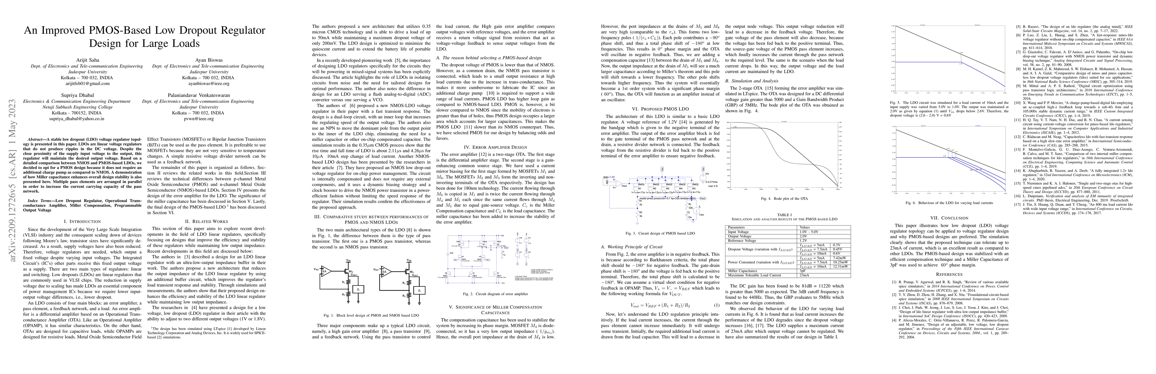 Thumbnail for An Improved PMOS-Based Low Dropout Regulator Design for Large Loads