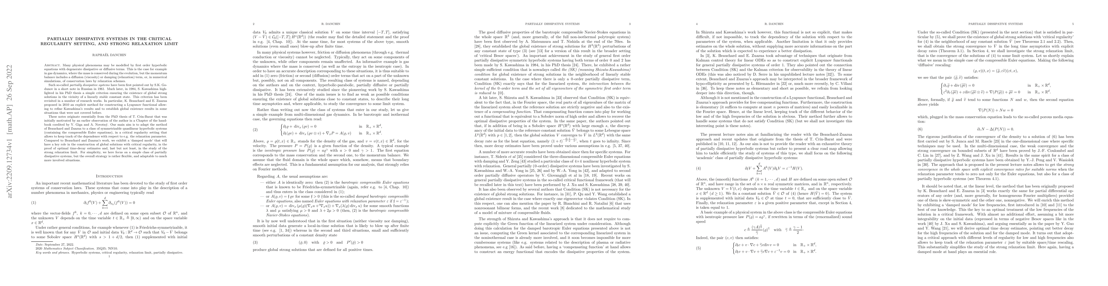 Thumbnail for Partially dissipative systems in the critical regularity setting, and
  strong relaxation limit