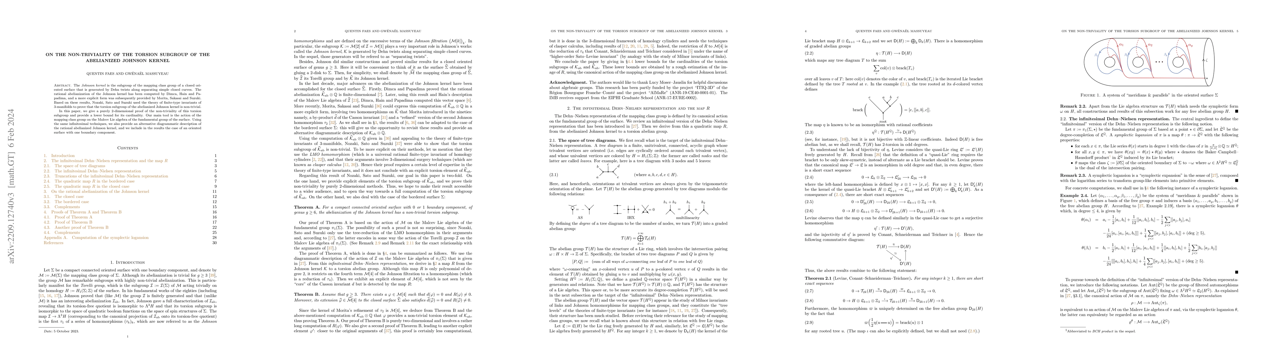Thumbnail for On the non-triviality of the torsion subgroup of the abelianized Johnson
  kernel