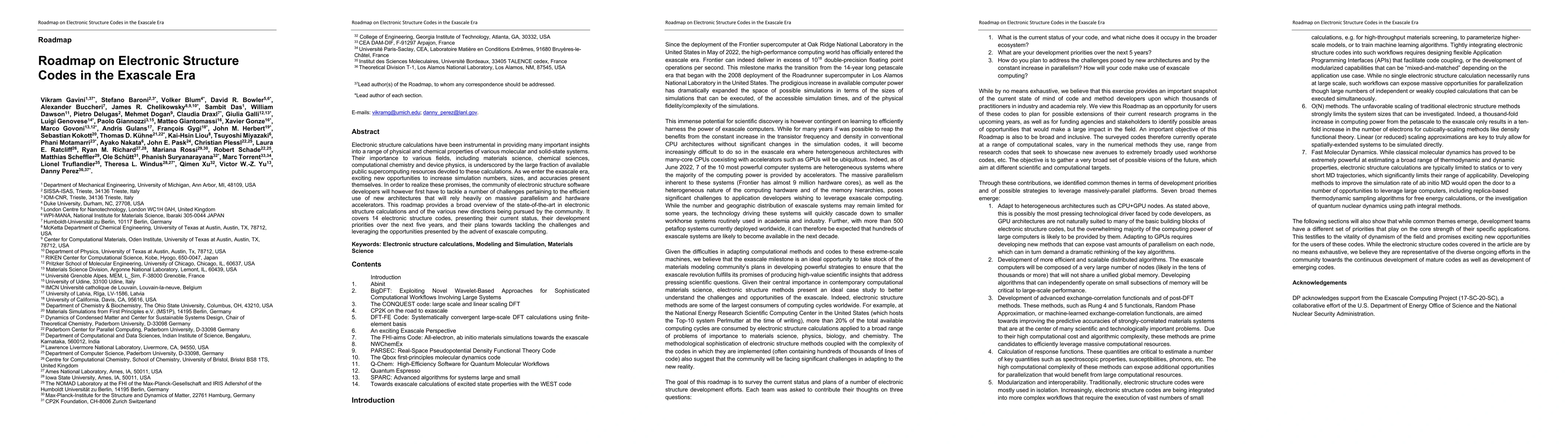 Thumbnail for Roadmap on Electronic Structure Codes in the Exascale Era