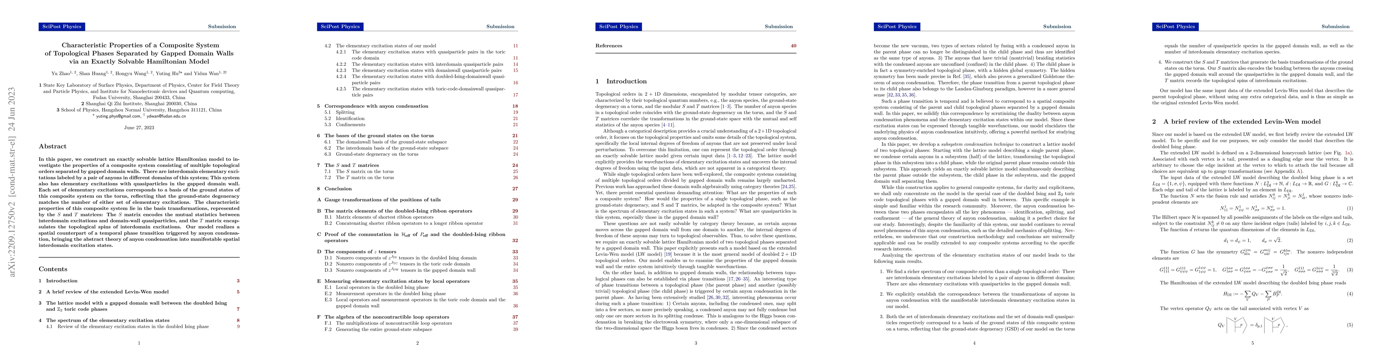 Thumbnail for Characteristic Properties of a Composite System of Topological Phases
  Separated by Gapped Domain Walls via an Exactly Solvable Hamiltonian Model