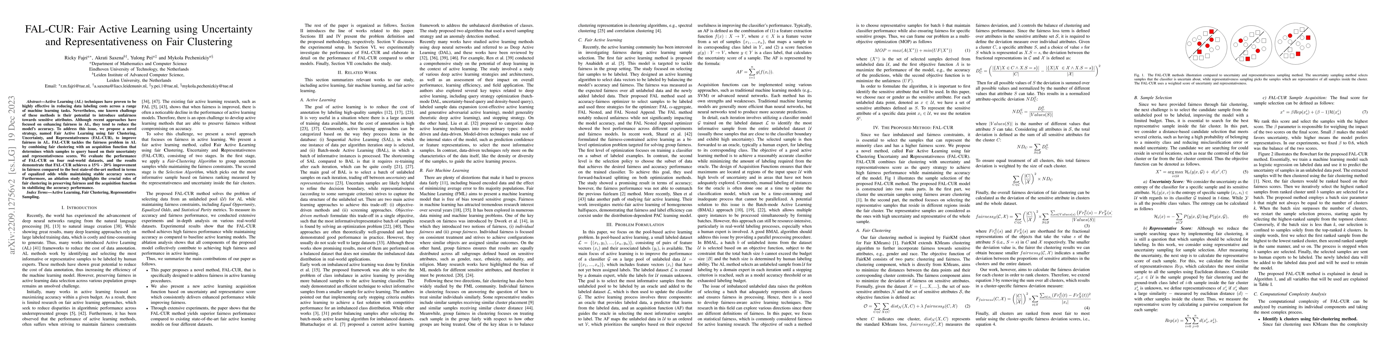 Thumbnail for FAL-CUR: Fair Active Learning using Uncertainty and Representativeness
  on Fair Clustering