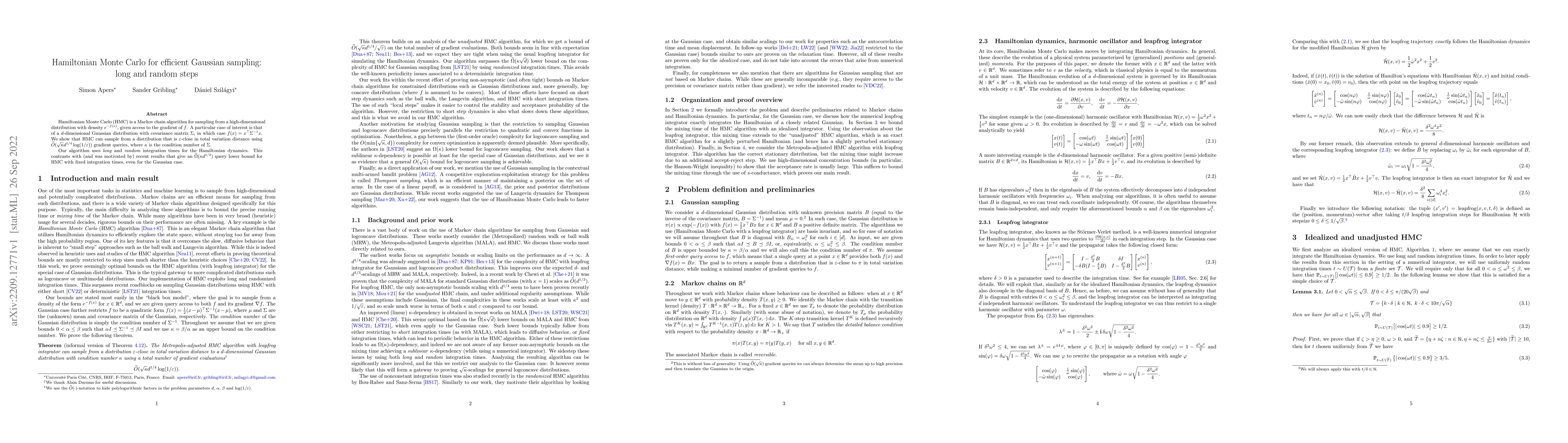 Thumbnail for Hamiltonian Monte Carlo for efficient Gaussian sampling: long and random
  steps