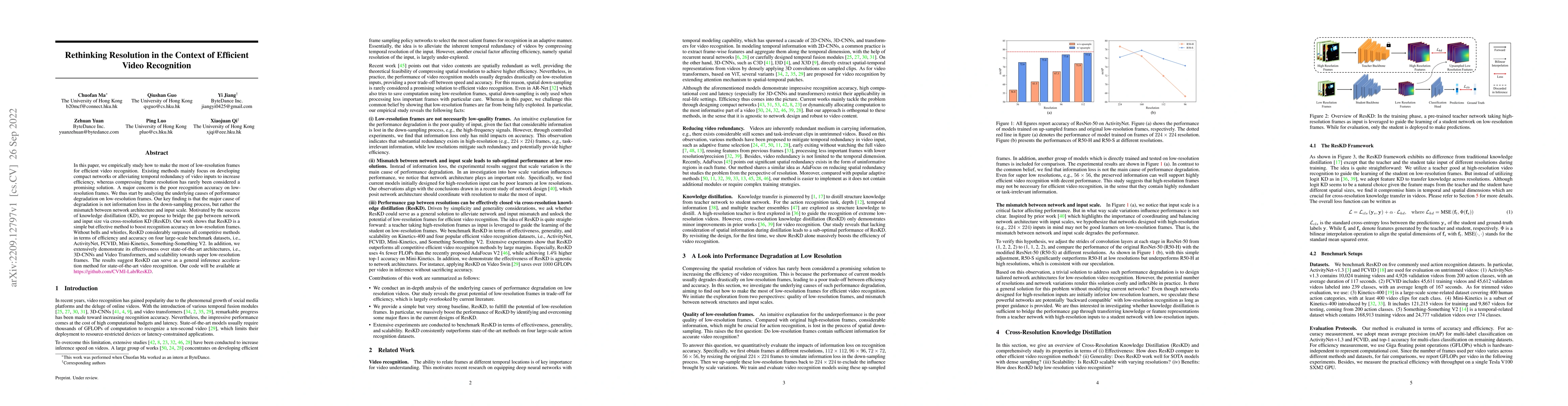 Thumbnail for Rethinking Resolution in the Context of Efficient Video Recognition