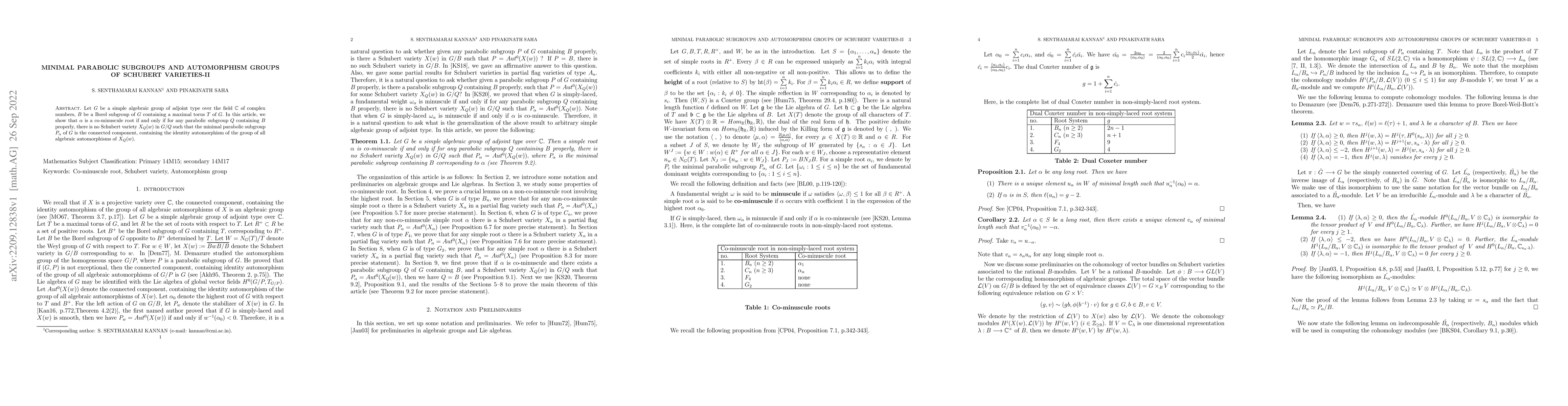 Thumbnail for Minimal Parabolic subgroups and Automorphism groups of Schubert
  varieties-II